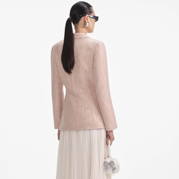 self-portrait Sequin Boucle Chiffon Midi Dress US2 - MSRP $670 - NWT - Picture 3 of 10